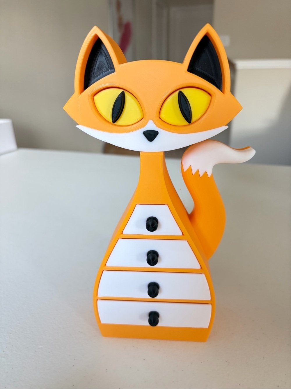 3D Printed Orange Fox Jewelry Drawer Organizer.